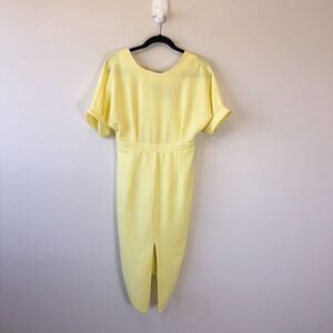 Asos Petite Smart Woven Midi Dress V Back Split Front Yellow Womens Size 6 NWT’s